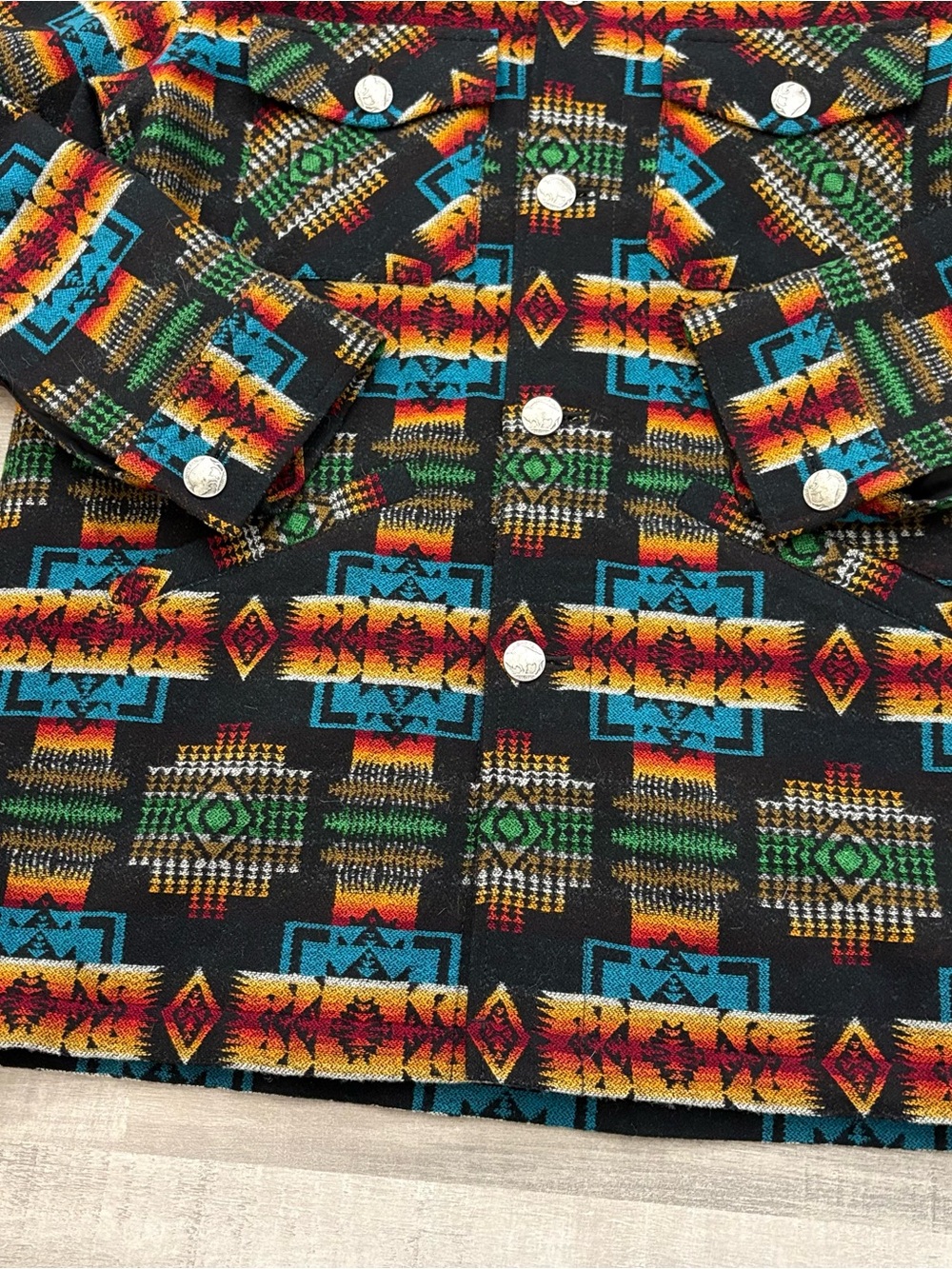 Pendleton Wool Shirt Jacket Chief Joseph Mens M Buffalo Nickel Buttons Aztec - Picture 3 of 16
